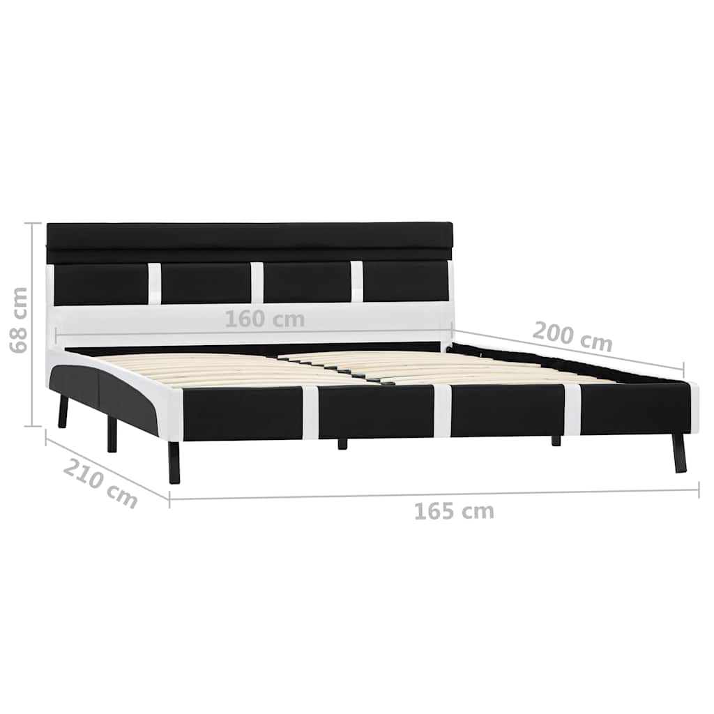 Bettgestell mit LED Schwarz Kunstleder 160x200 cm