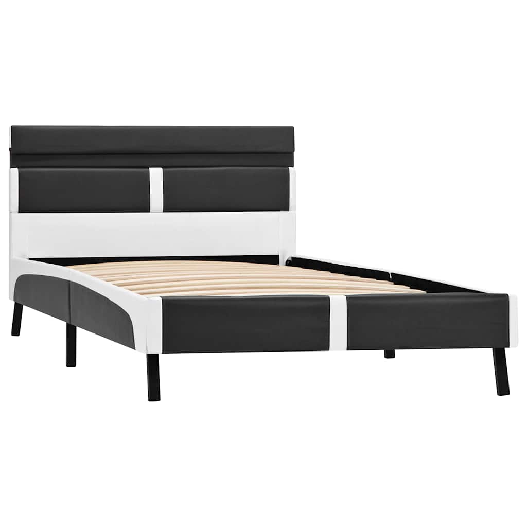 Bettgestell mit LED Grau Kunstleder 90×200 cm
