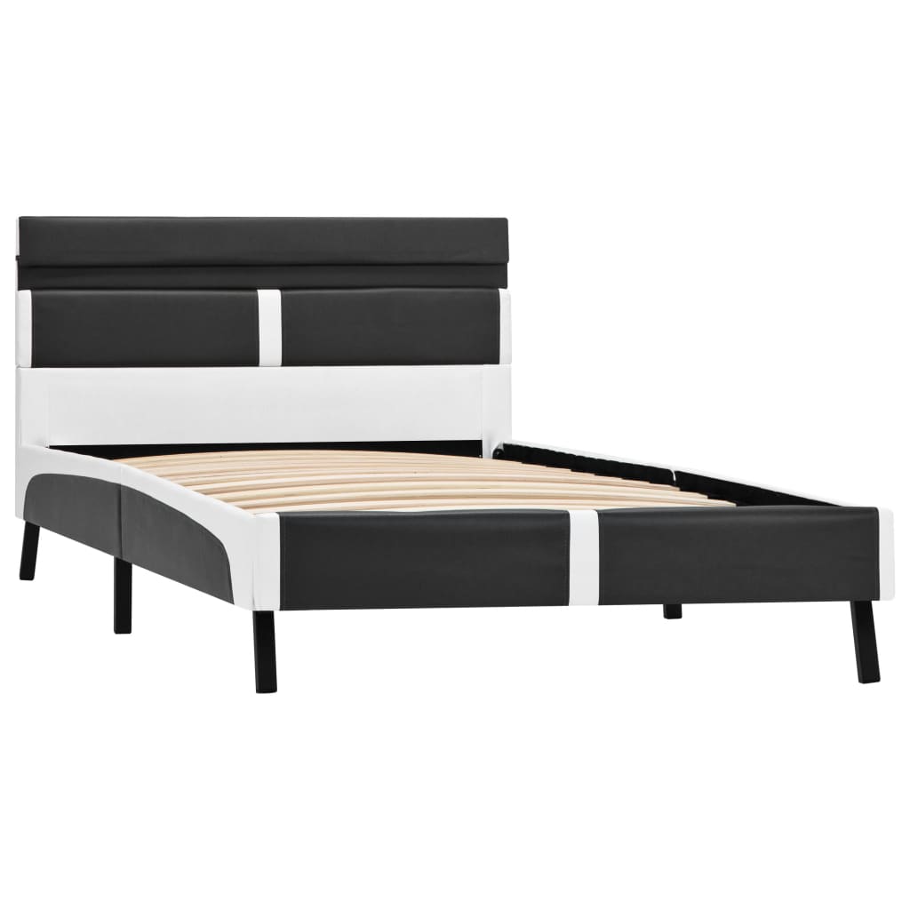Bettgestell mit LED Grau Kunstleder 90×200 cm