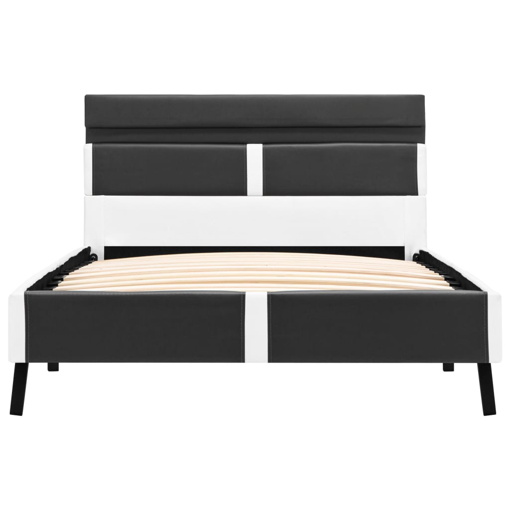 Bettgestell mit LED Grau Kunstleder 90×200 cm