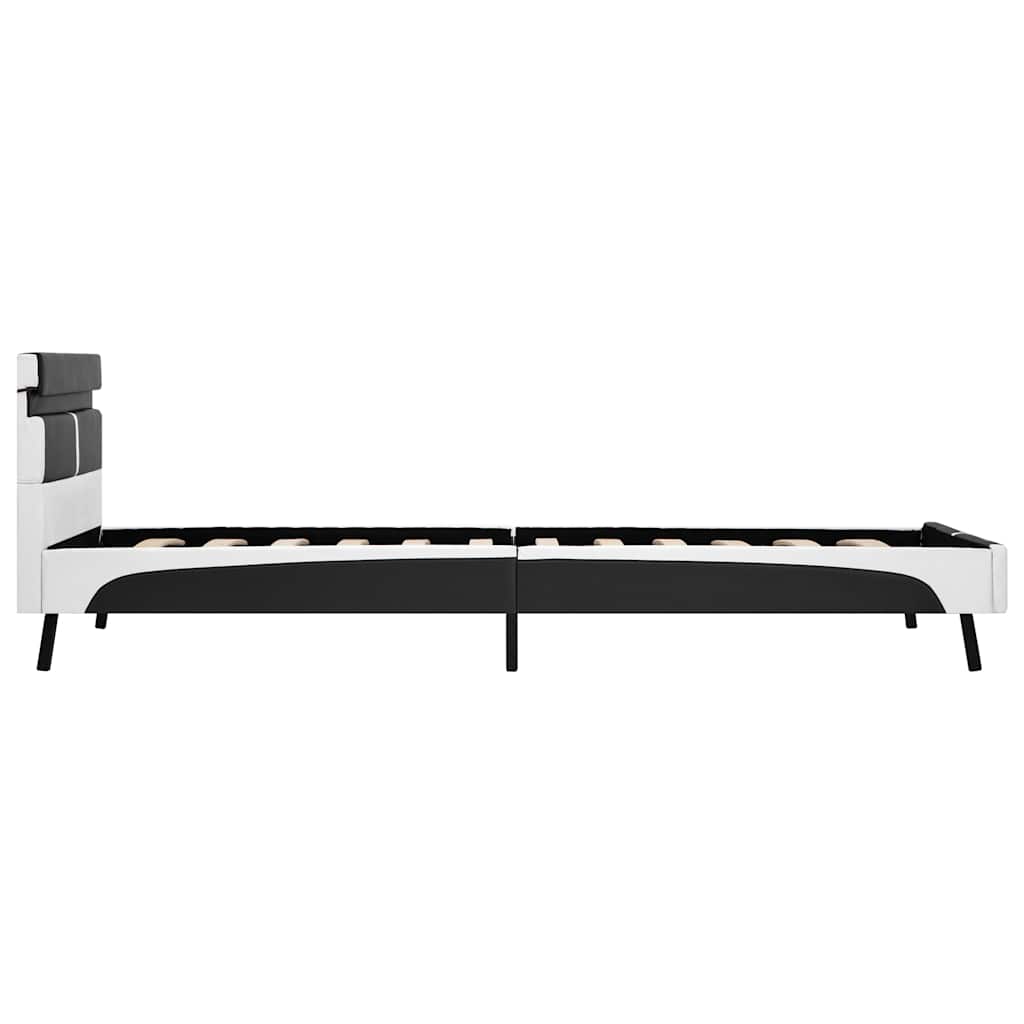 Bettgestell mit LED Grau Kunstleder 90×200 cm