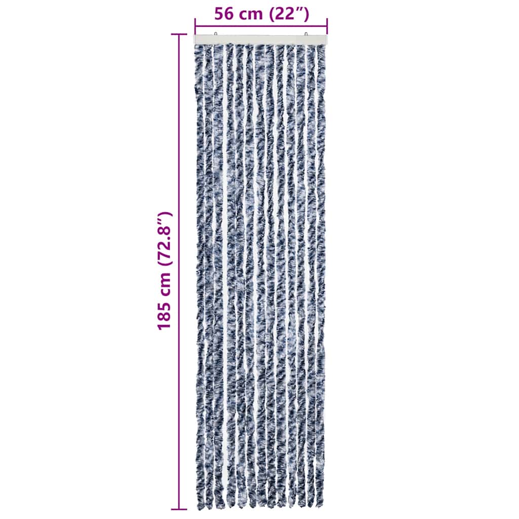 Insektenschutz-Vorhang Blau, Weiß und Silbern 56x185cm Chenille