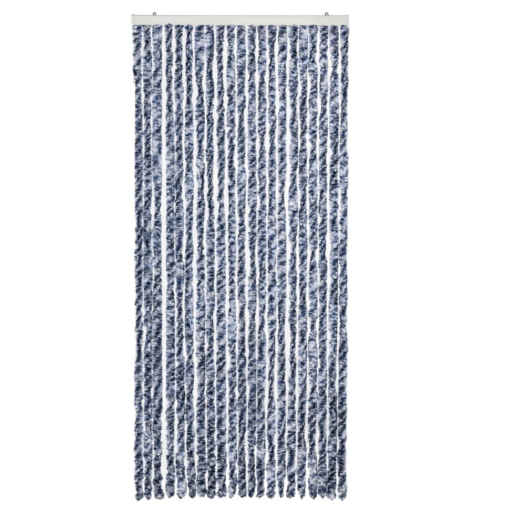 Insektenschutz-Vorhang Blau, Weiß und Silbern 90x220cm Chenille