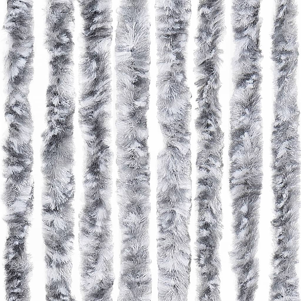 Insektenschutz-Vorhang Weiß und Grau 90x220 cm Chenille