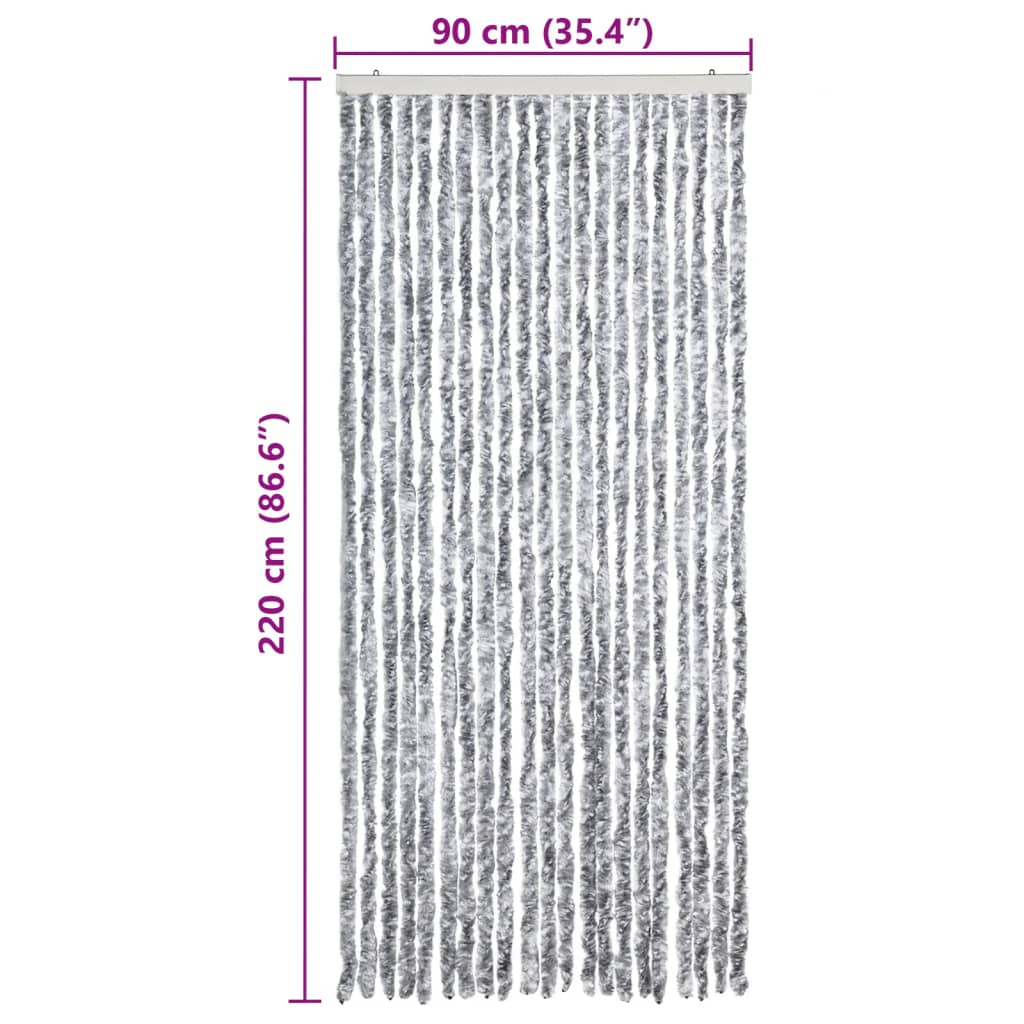 Insektenschutz-Vorhang Weiß und Grau 90x220 cm Chenille