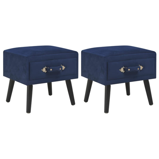 Bedside tables 2 pcs. Blue 40 x 35 x 40 cm Velvet