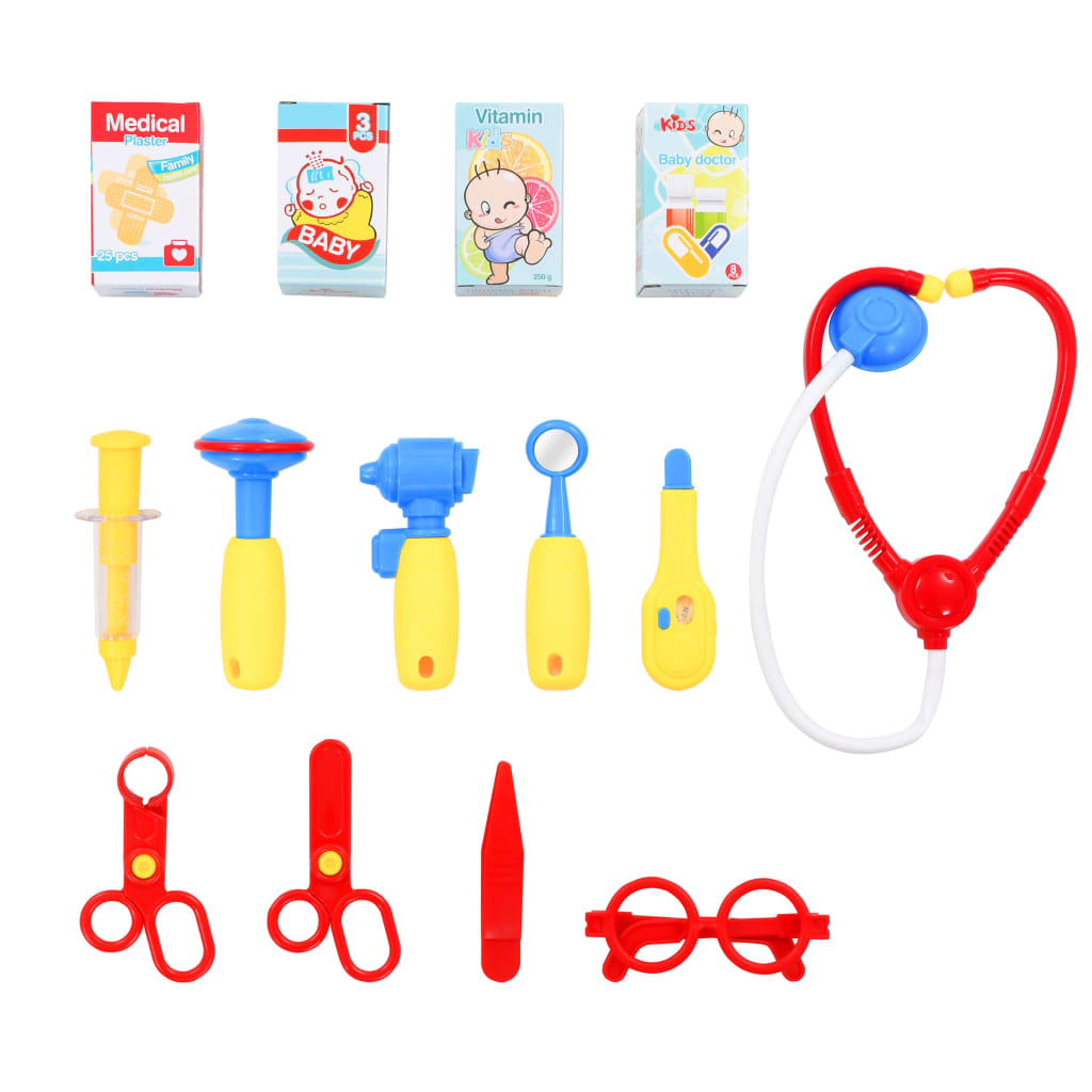 15 pièces. Coffret jeu de médecin enfant 38 x 30 x 67,5 cm