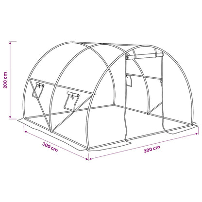 Gewächshaus 9m² 300x300x200 cm