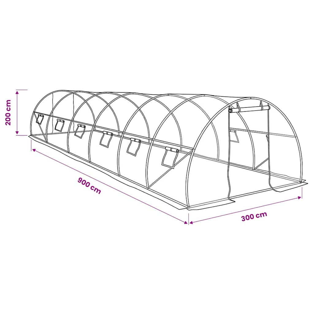 Gewächshaus 27m² 900x300x200 cm