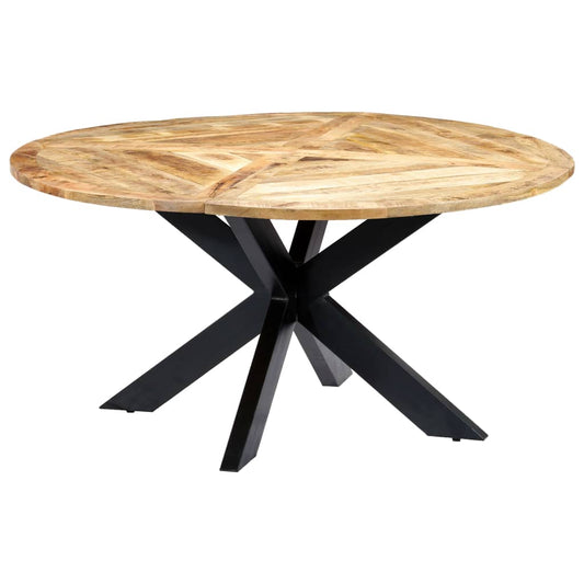 Table à manger ronde 150×76 cm en bois de manguier massif