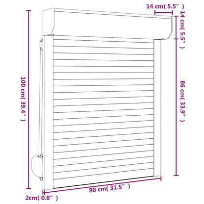Rollladen Weiß 80 x 100 cm Aluminium und Polyurethan
