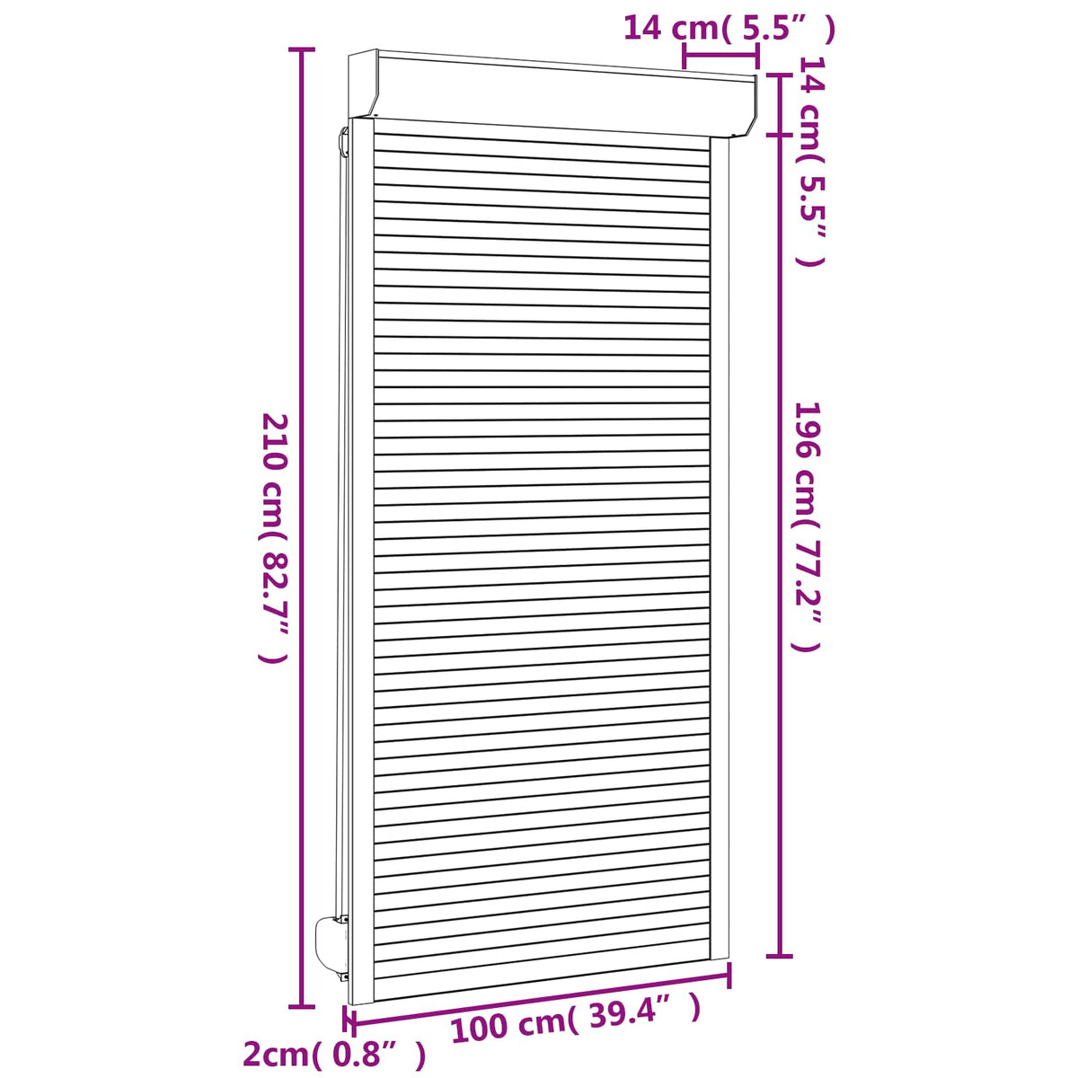 Rollladen Weiß 100 x 210 cm Aluminium und Polyurethan