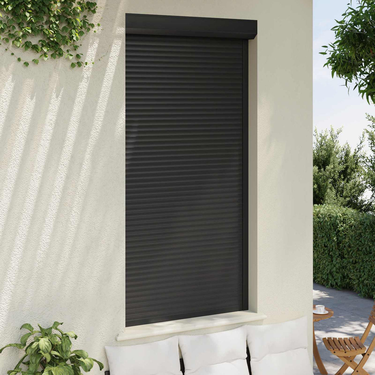 Rollladen Anthrazit 110 x 220 cm Aluminium und Polyurethan