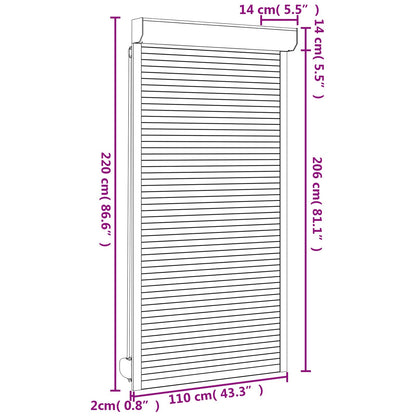 Rollladen Anthrazit 110 x 220 cm Aluminium und Polyurethan