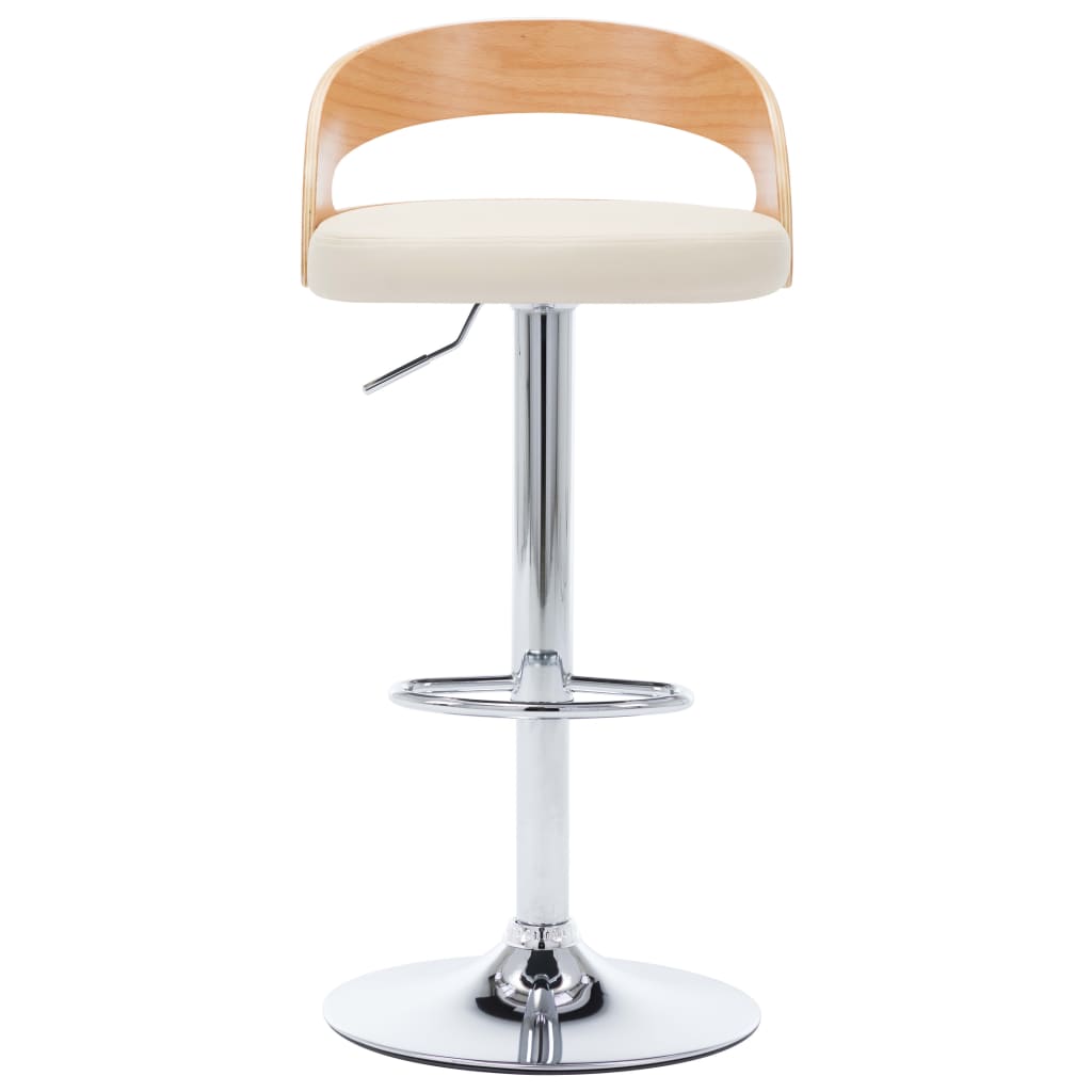 Barhocker 2 Stk. Cremeweiß Kunstleder und Bugholz