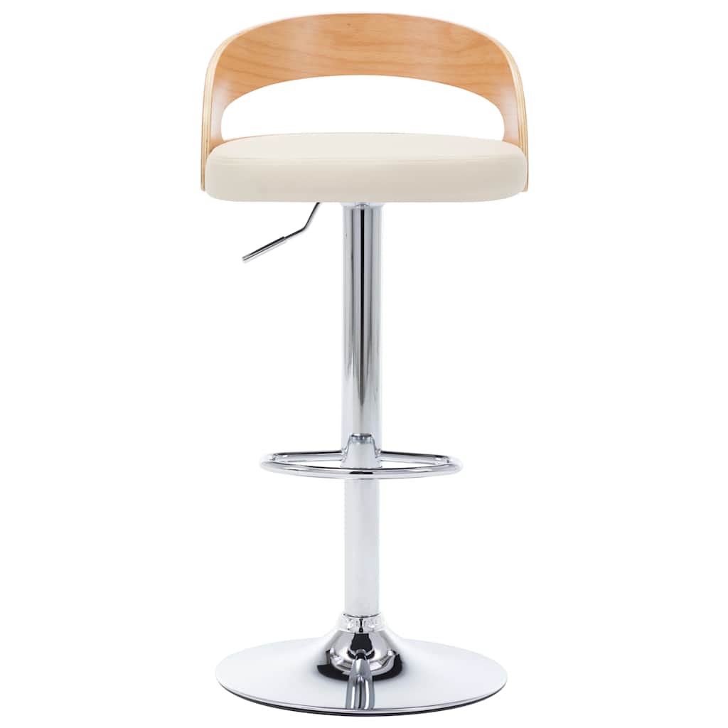 Barhocker 2 Stk. Cremeweiß Kunstleder und Bugholz