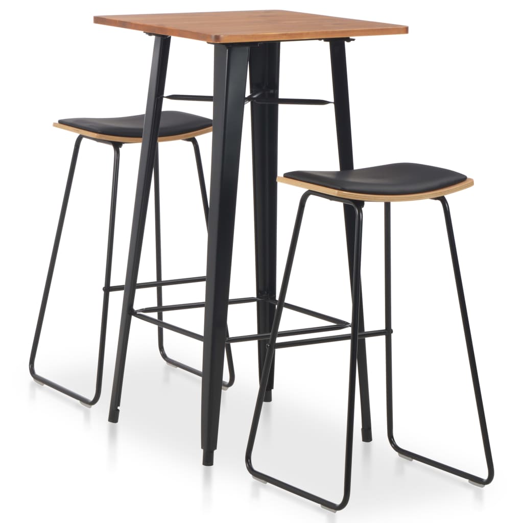 3-teiliges Bar-Set Stahl Schwarz