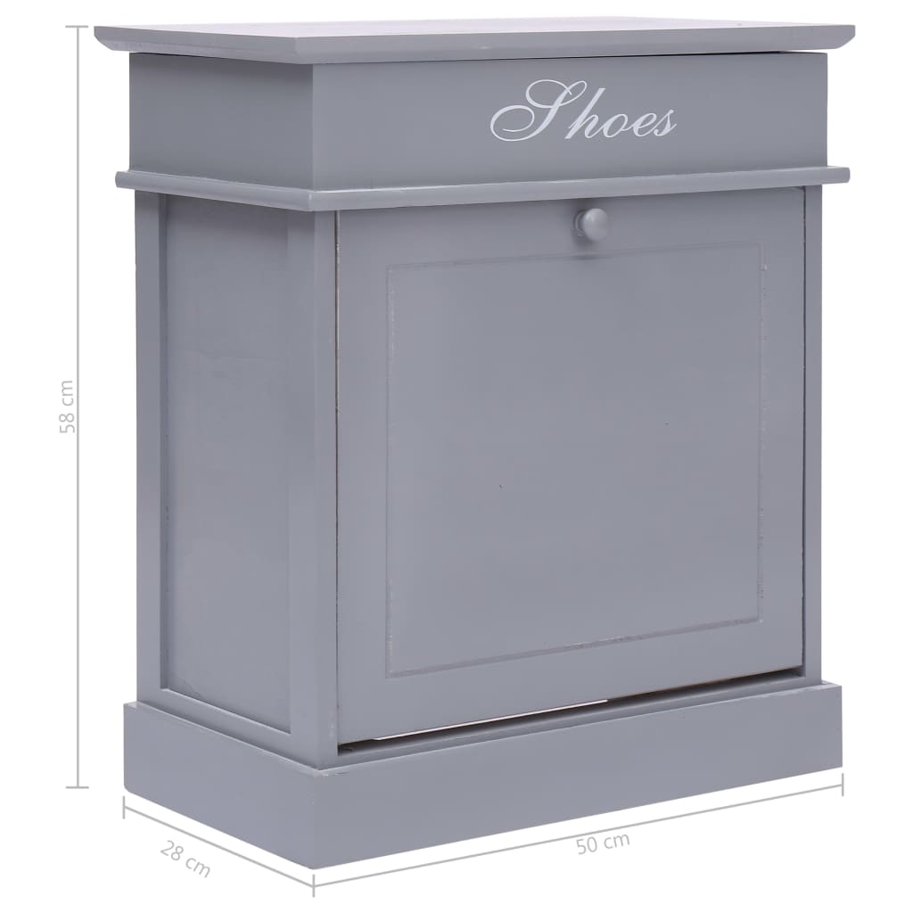 Shoe cabinet grey 50 x 28 x 58 cm Paulownia wood