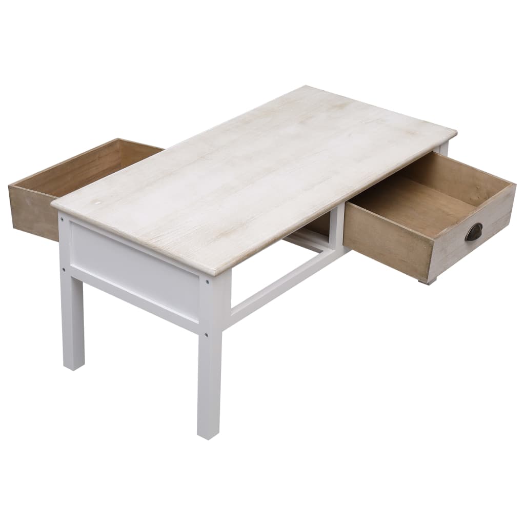 Couchtisch Weiß und Natur 100x50x45 cm Holz