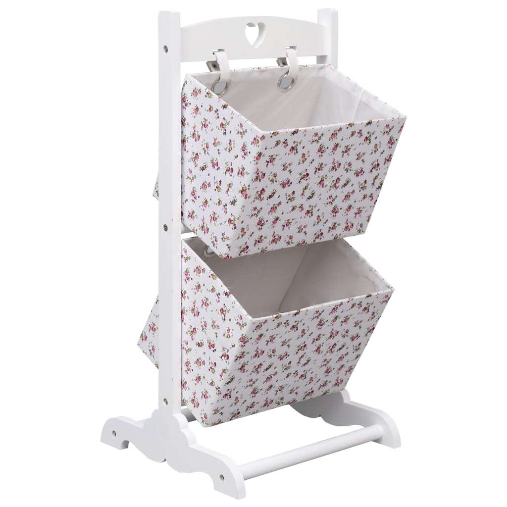 2-stufiges Korbregal Blumenmuster 35 x 35 x 72 cm Holz