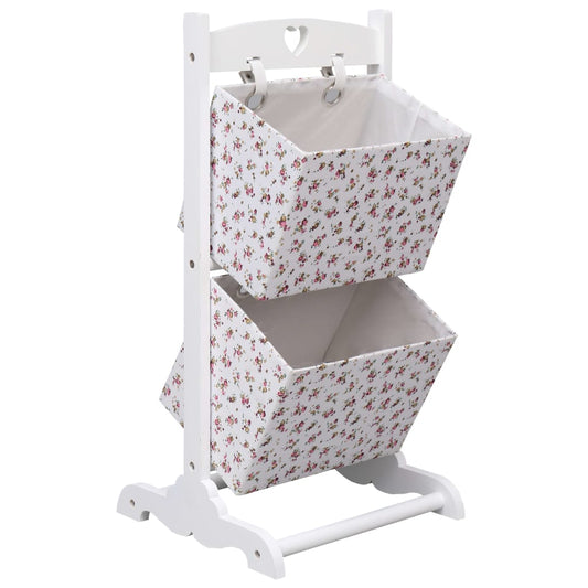 2-stufiges Korbregal Blumenmuster 35 x 35 x 72 cm Holz