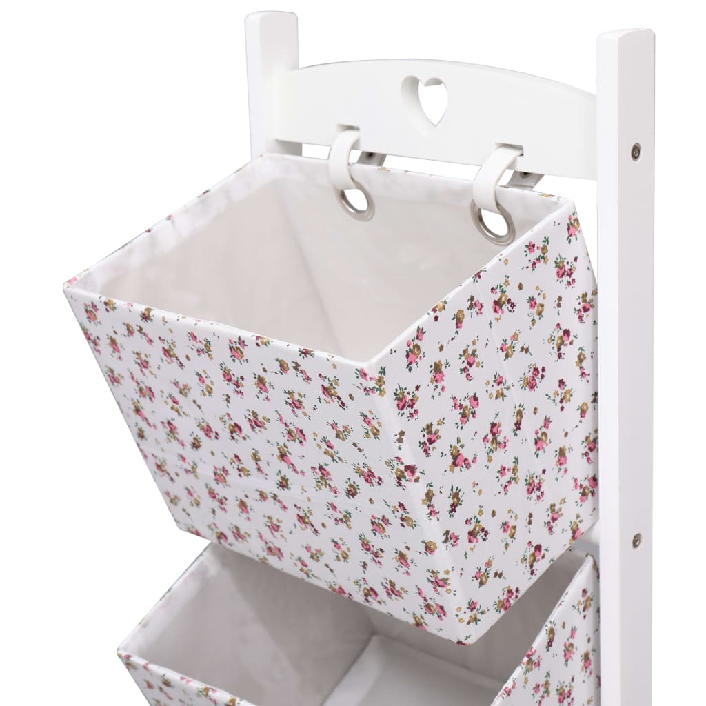 2-stufiges Korbregal Blumenmuster 35 x 35 x 72 cm Holz