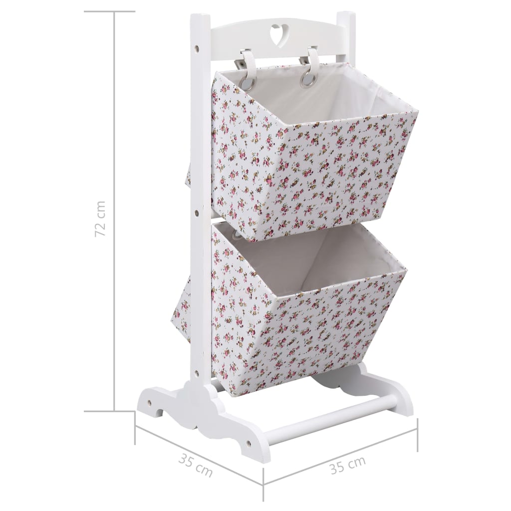 2-stufiges Korbregal Blumenmuster 35 x 35 x 72 cm Holz