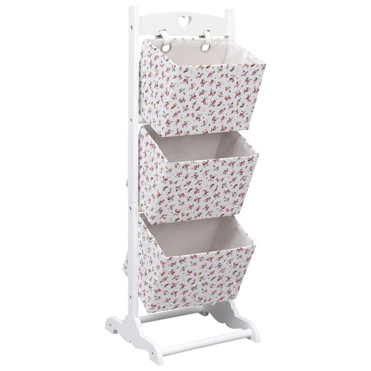 3-stufiges Korbregal Blumenmuster 35 x 35 x 102 cm Holz