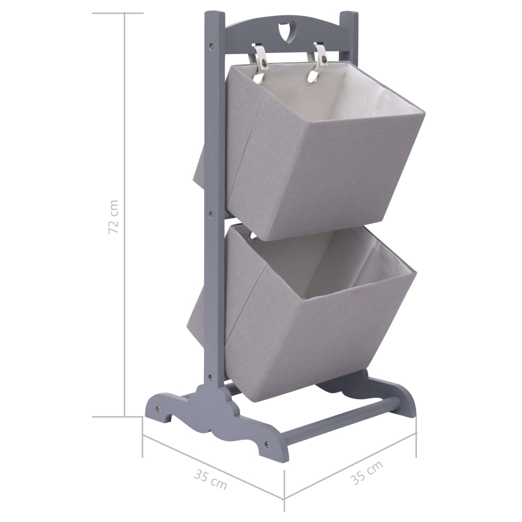 2-stufiges Korbregal Dunkelgrau 35 x 35 x 72 cm Holz