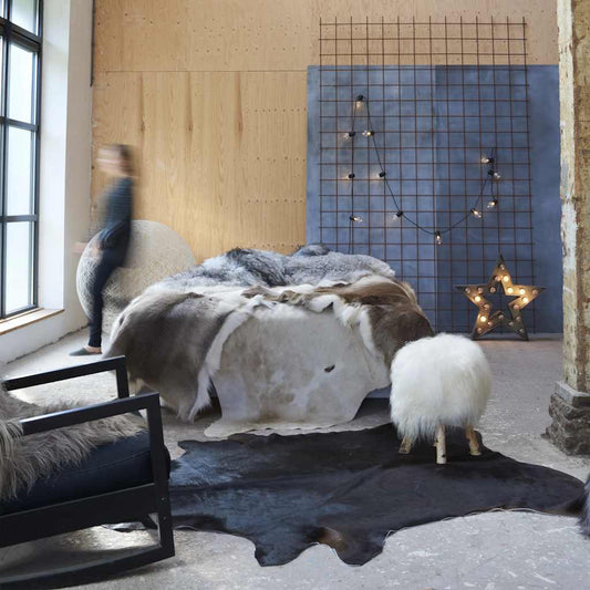 Carpet Genuine Cowhide Black 150x170 cm