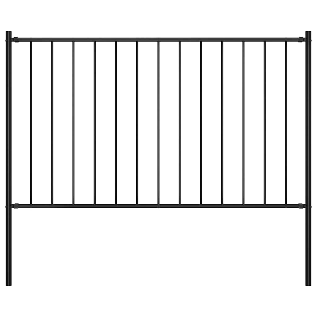 Zaunelement Woerden mit Pfosten Stahl 1,7 x 1 m Schwarz
