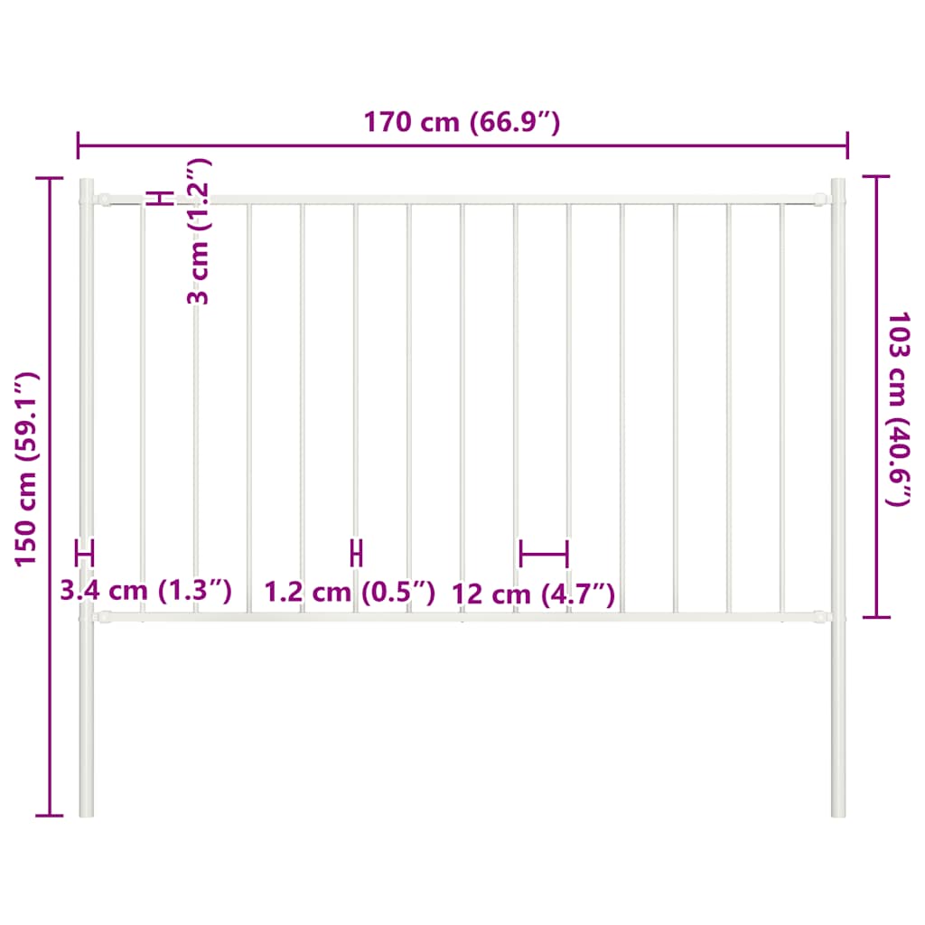 Zaunelement Woerden mit Pfosten Stahl 1,7 x 1 m Weiß
