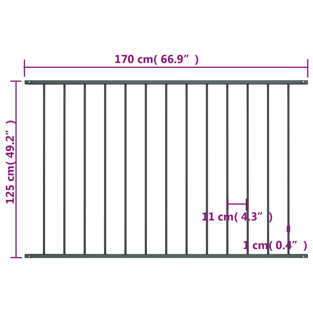 Zaunfeld Pulverbeschichteter Stahl 1,7 x 1,25 m Anthrazit