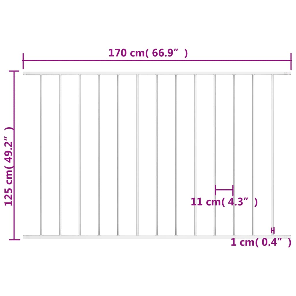 Zaunfeld Pulverbeschichteter Stahl 1,7 x 1,25 m Weiß