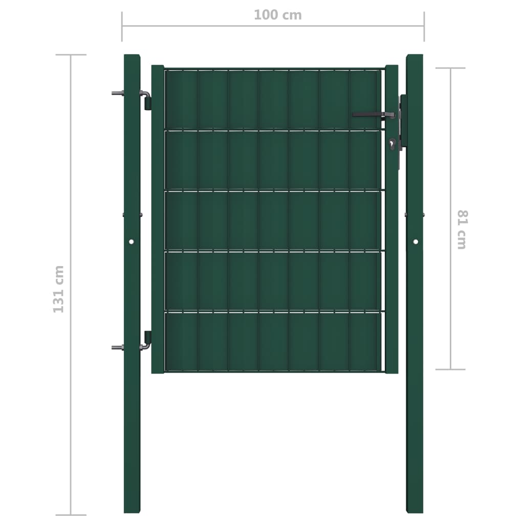 Zauntor PVC und Stahl 100x81 cm Grün