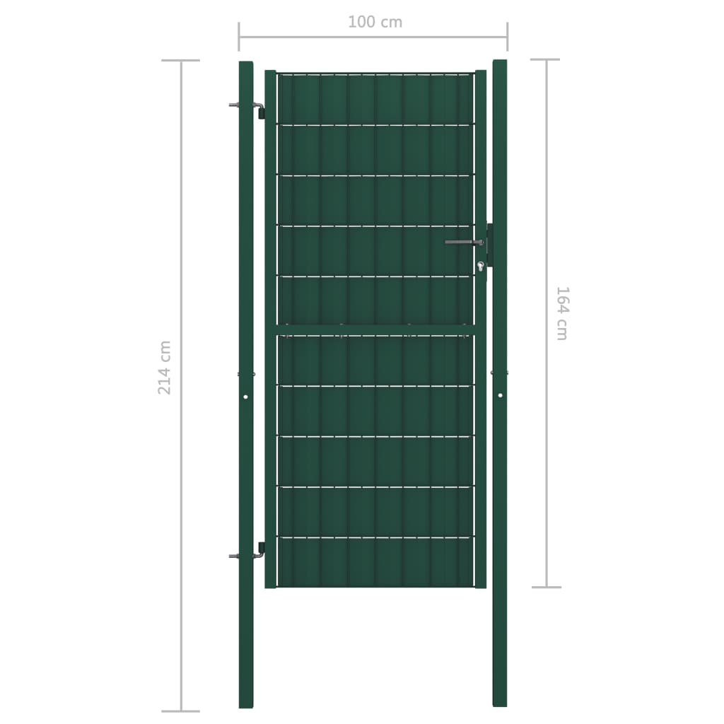 Zauntor PVC und Stahl 100x164 cm Grün