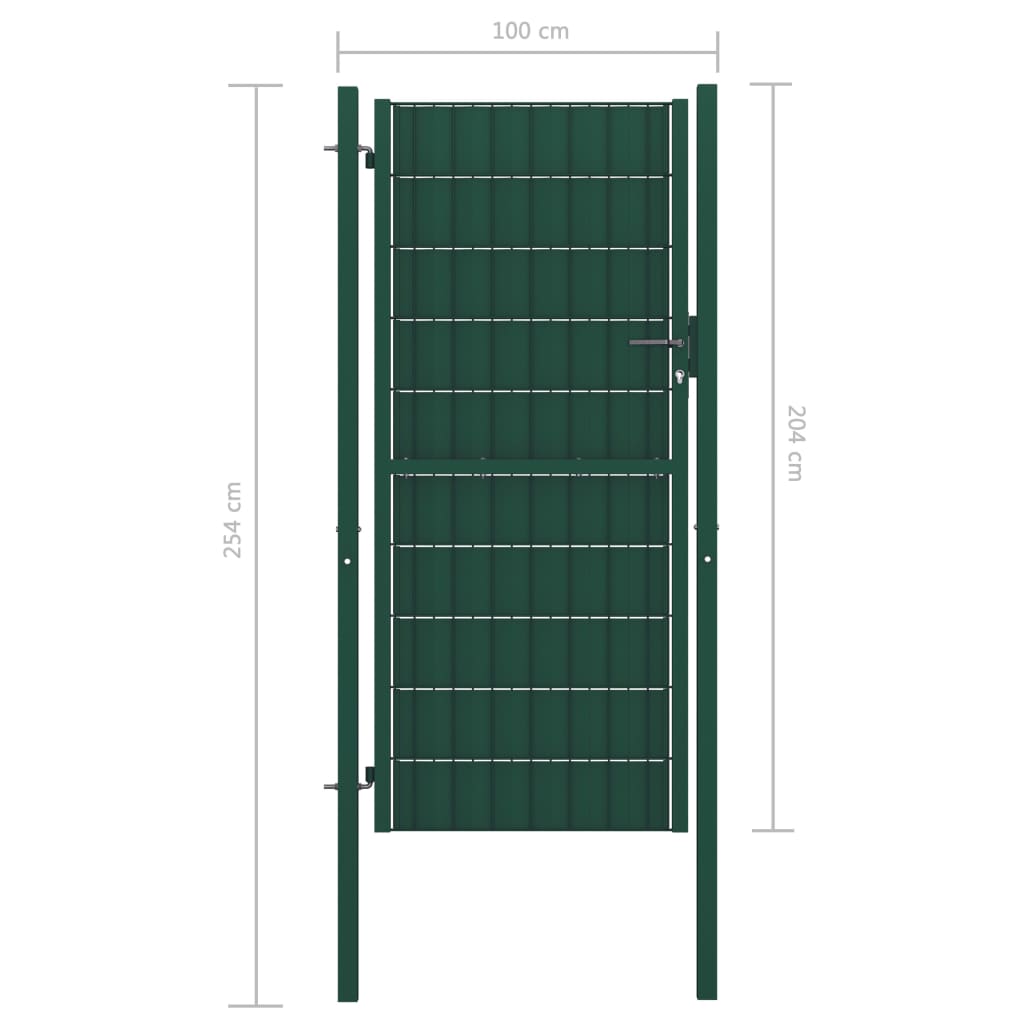 Zauntor PVC und Stahl 100x204 cm Grün