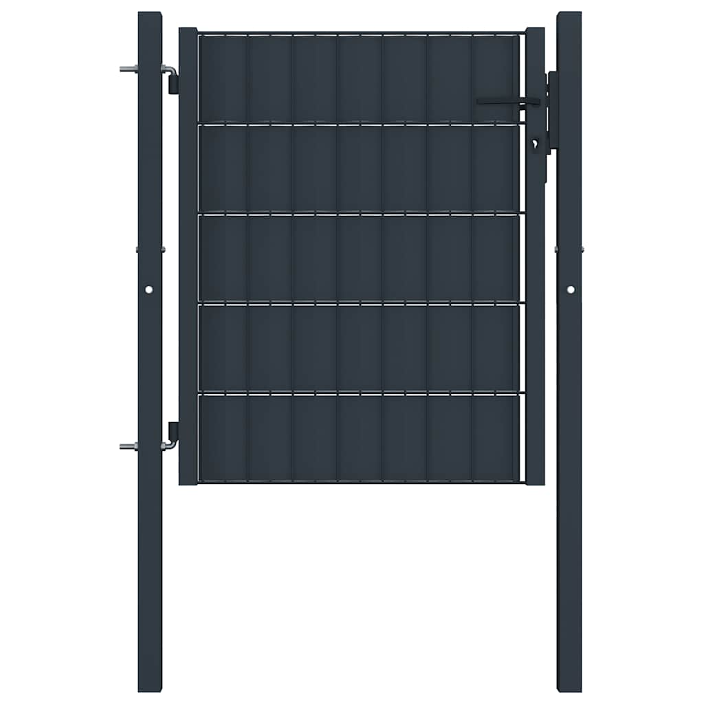Gartentor aus PVC und Stahl 100 x 81 cm Anthrazit