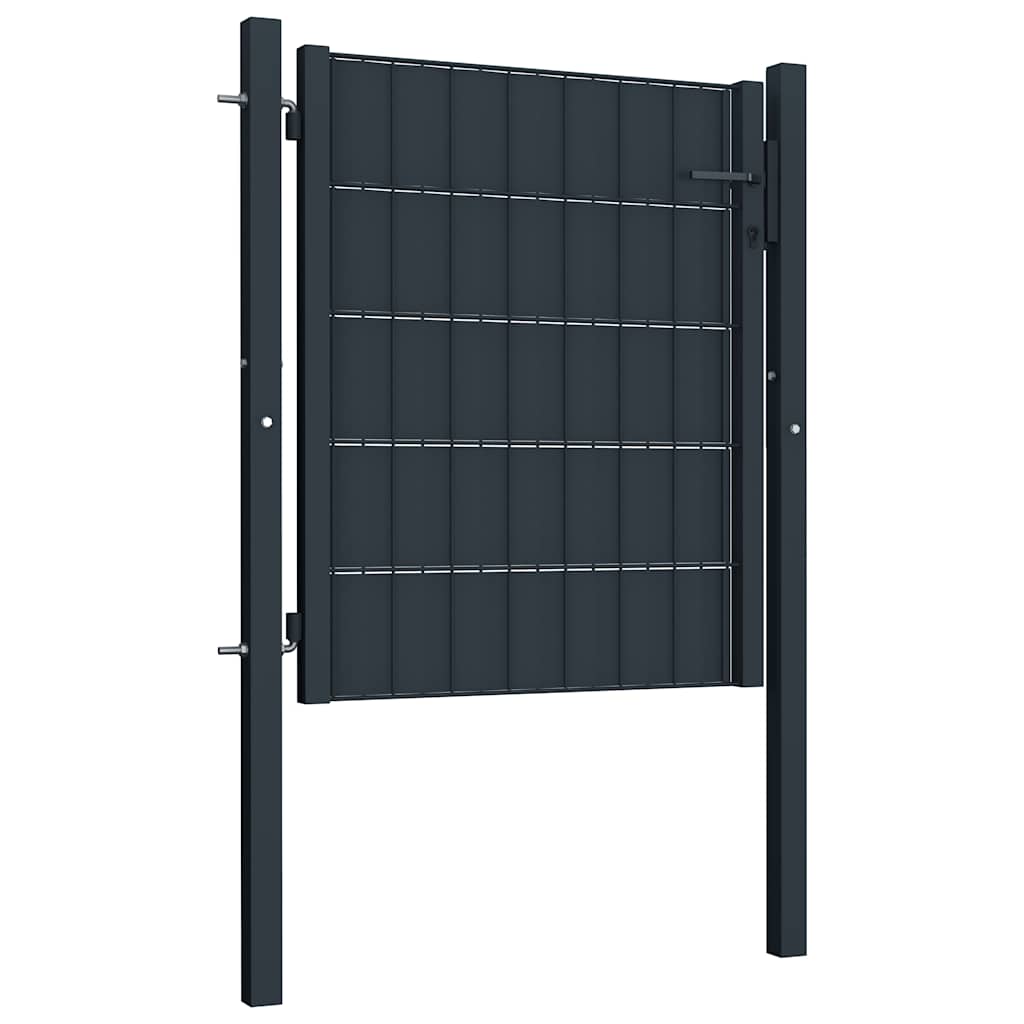 Gartentor aus PVC und Stahl 100 x 100 cm Anthrazit