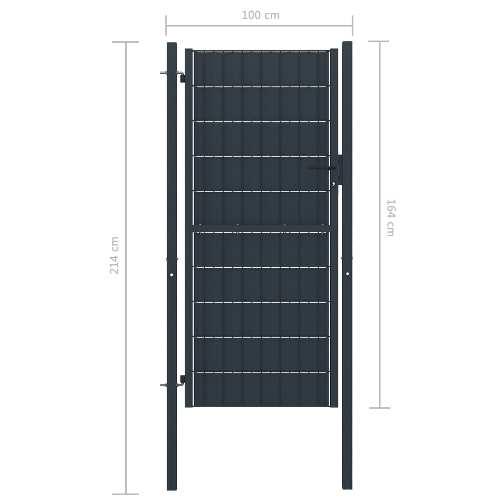 Zauntor PVC und Stahl 100x164 cm Anthrazit