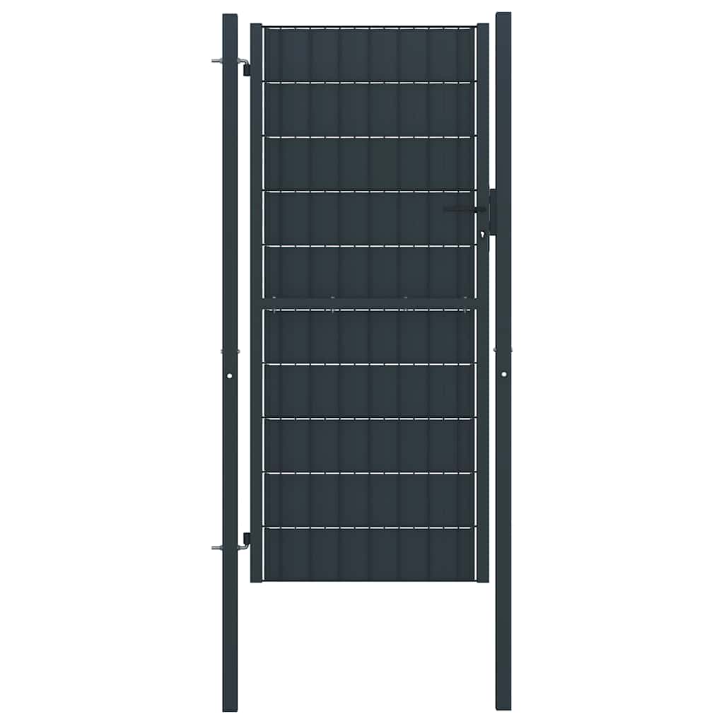 Gartentor aus PVC und Stahl 100 x 204 cm Anthrazit