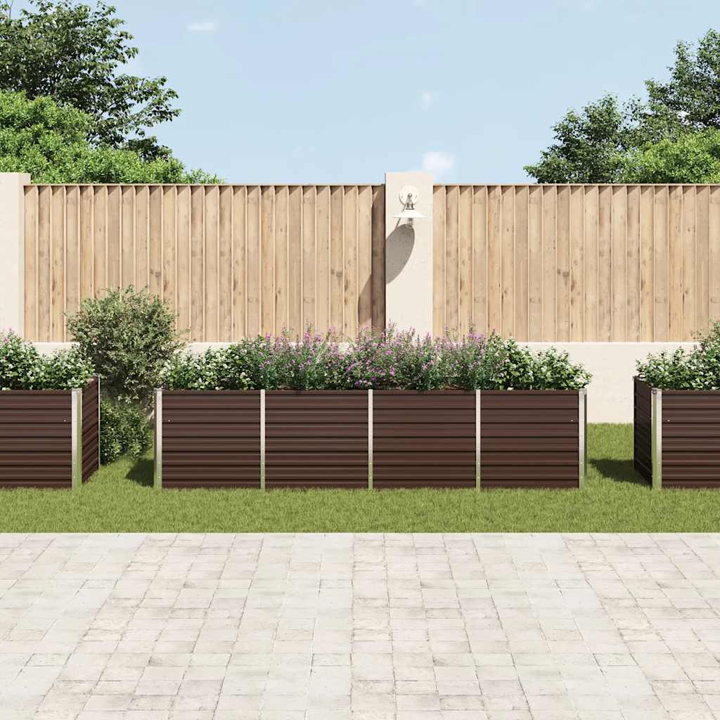 Garten-Hochbeet Braun 320 x 80 x 77 cm Verzinkter Stahl
