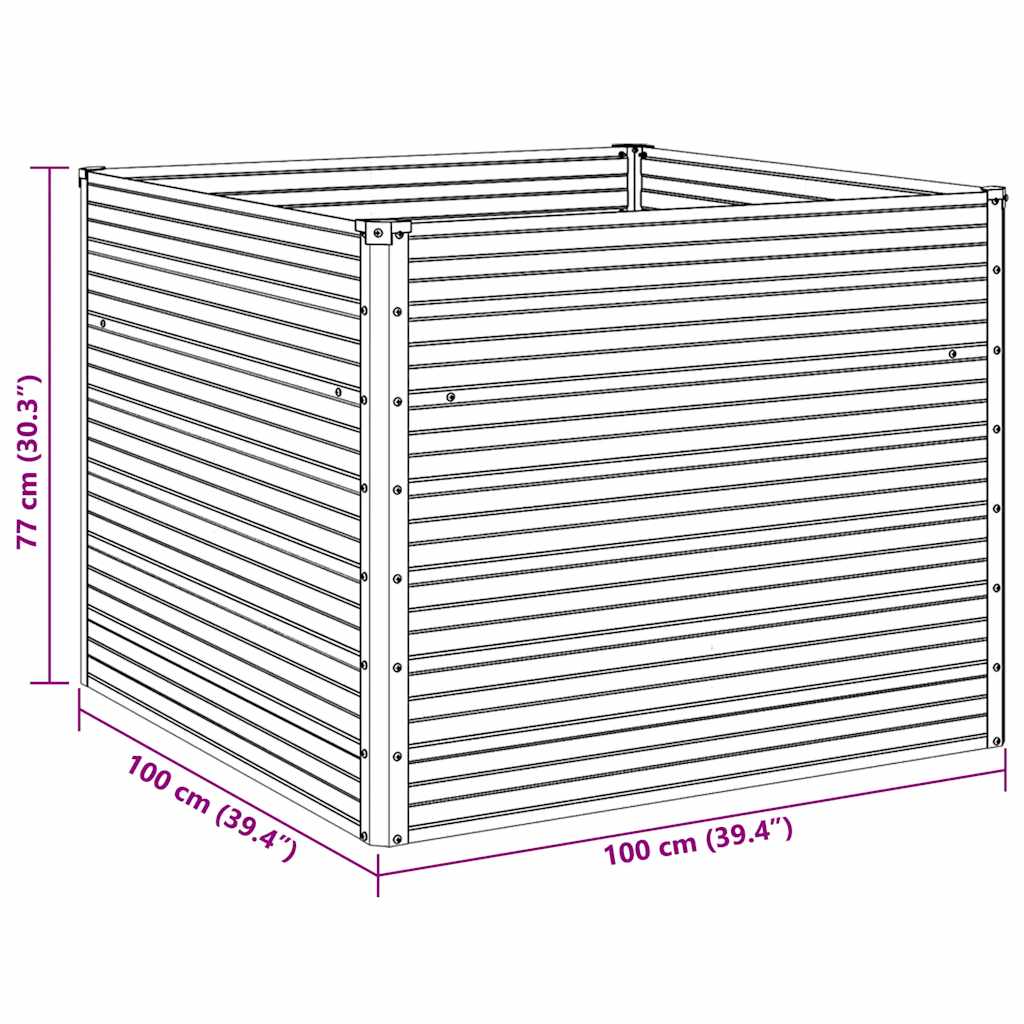 Hochbeet Anthrazit 100 x 100 x 77 cm Verzinkter Stahl
