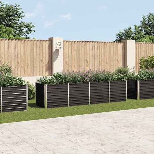 Plate-bande surélevée de jardin anthracite 320 x 80 x 77 cm en acier galvanisé