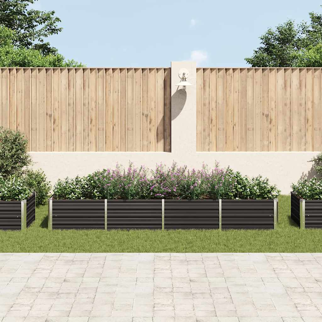 Plate-bande surélevée de jardin anthracite 320 x 80 x 45 cm en acier galvanisé