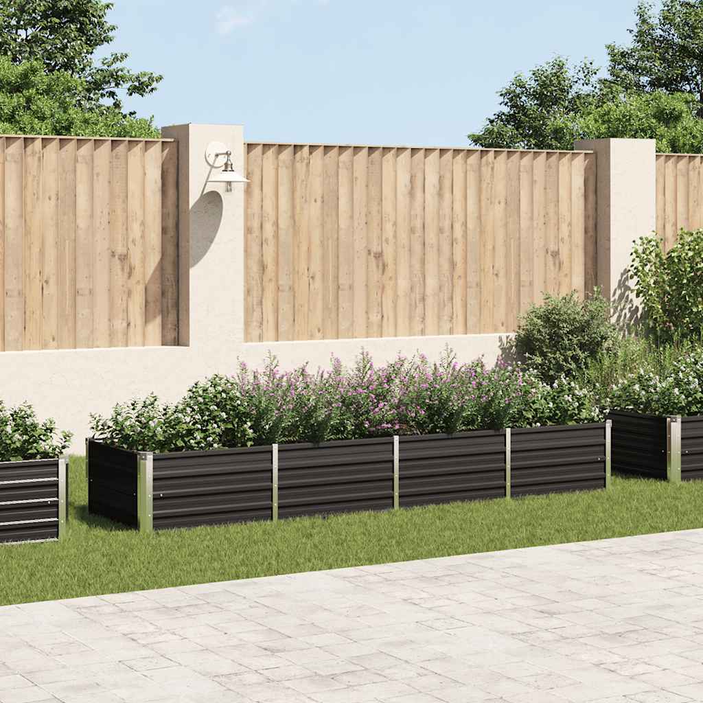 Plate-bande surélevée de jardin anthracite 320 x 80 x 45 cm en acier galvanisé