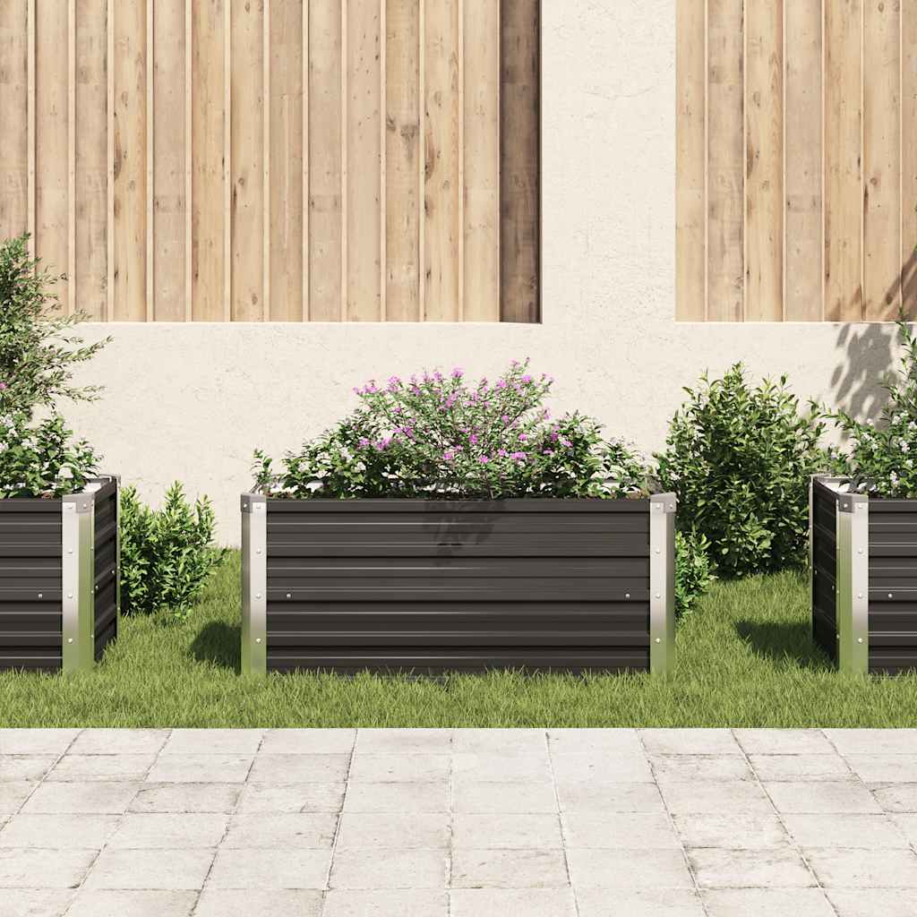 Plate-bande surélevée de jardin anthracite 100 x 40 x 45 cm en acier galvanisé