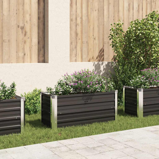 Plate-bande surélevée de jardin anthracite 100 x 40 x 45 cm en acier galvanisé