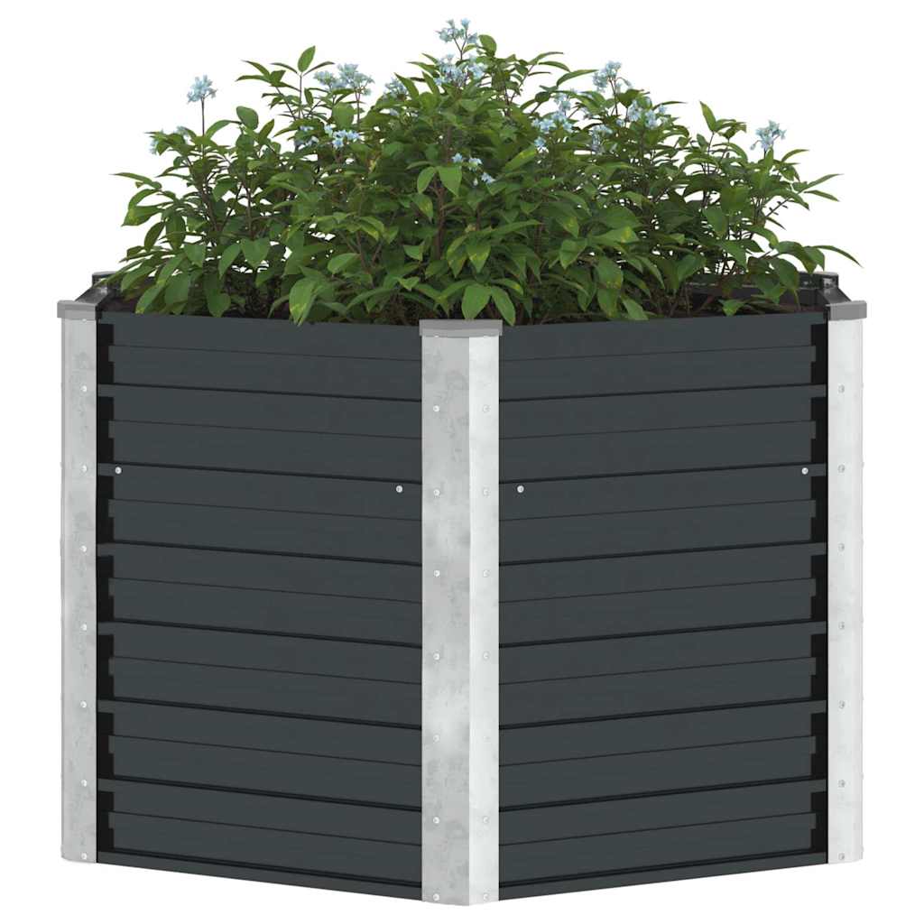 Garten-Hochbeet Anthrazit 129 x 129 x 77 cm Verzinkter Stahl