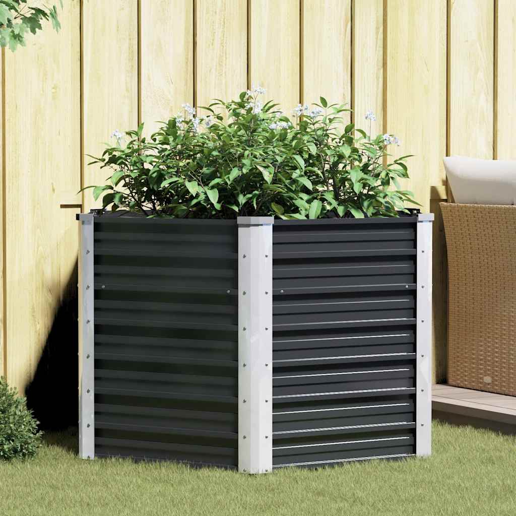 Garten-Hochbeet Anthrazit 129 x 129 x 77 cm Verzinkter Stahl